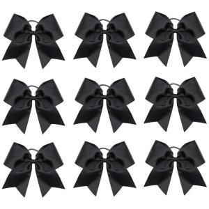 imageOaoleer 8inch Jumbo Large Cheer Bows Ponytail Holder Elastic Band Handmade Boutique Hair Accessories for Cheerleading Teen Girls College Women Sports 1PCS Royal BlueBlack