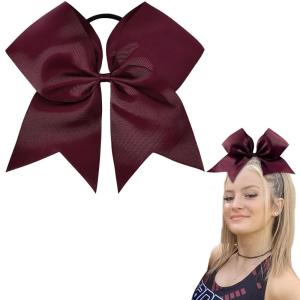 imageOaoleer 8inch Jumbo Large Cheer Bows Ponytail Holder Elastic Band Handmade Boutique Hair Accessories for Cheerleading Teen Girls College Women Sports 1PCS Royal BlueMaroon