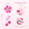 imageOAOLEER 6PCS Halloween Hair Bows for Girls Yellow Purple Flower Hair Accessories for Girls Grosgrain Ribbon Bows With Alligator Clips Girl for Kids Teen Flower BowsBack to SchoolFlower BowsPink