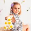 imageOAOLEER 6PCS Halloween Hair Bows for Girls Yellow Purple Flower Hair Accessories for Girls Grosgrain Ribbon Bows With Alligator Clips Girl for Kids Teen Flower BowsBack to SchoolButterfly BowsPurple