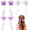 imageOAOLEER 6PCS Halloween Hair Bows for Girls Yellow Purple Flower Hair Accessories for Girls Grosgrain Ribbon Bows With Alligator Clips Girl for Kids Teen Flower BowsBack to SchoolButterfly BowsPurple