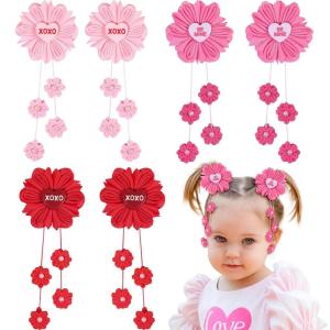 imageOAOLEER 6PCS Halloween Hair Bows for Girls Yellow Purple Flower Hair Accessories for Girls Grosgrain Ribbon Bows With Alligator Clips Girl for Kids Teen Flower BowsBack to SchoolFlower BowsValentines