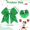 imageOaoleer 12pcs Glitter Cheer Bows for Cheerleading 7 Large Shiny Cheer Hair Bows Ponytail Holder for Cheerleader Girls Softball Sports BlueGreen
