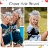 imageOaoleer 12pcs Glitter Cheer Bows for Cheerleading 7 Large Shiny Cheer Hair Bows Ponytail Holder for Cheerleader Girls Softball Sports BlueSilver