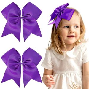 image2PCS 8quot Jumbo Cheer Bow Clip with Tails Oaoleer Large Cheerleading Hair Bows for Girls Teen Softball Cheerleader Outfit Uniform NavyDark Purple
