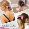 image4 PCS Patriotic Velvet Scrunchies Oaoleer 4th of July Hair Ties Elastics Scrunchy Bobbles Soft Hair Bands Ponytail Holder American USA Hair Accessories for Women Girls American  VelvetAmerican  Velvet