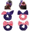 image4 PCS Patriotic Velvet Scrunchies Oaoleer 4th of July Hair Ties Elastics Scrunchy Bobbles Soft Hair Bands Ponytail Holder American USA Hair Accessories for Women Girls American  VelvetAmerican  Velvet