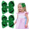 imageOAOLEER 2PCS 35inch Hair Bows for GirlsWhite Stain Ribbon Hair Bows Alligator Clips Hair Accessories for Back To School Teen Toddler Girls Kids WhiteGreen
