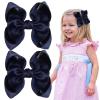 imageOAOLEER 2PCS 35inch Hair Bows for GirlsWhite Stain Ribbon Hair Bows Alligator Clips Hair Accessories for Back To School Teen Toddler Girls Kids WhiteNavy