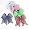 image:imageOAOLEER 6PCS Glitter Cheer Hair Bows for Cheerleading Sparkly Leather Ponytail Holder Elastic Band Handmade Hair Tie for Cheerleader Teen Girls College Sports SilverPink