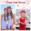 image:imageOAOLEER 6PCS Glitter Cheer Hair Bows for Cheerleading Sparkly Leather Ponytail Holder Elastic Band Handmade Hair Tie for Cheerleader Teen Girls College Sports SilverRed