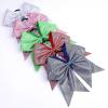 image:imageOAOLEER 6PCS Glitter Cheer Hair Bows for Cheerleading Sparkly Leather Ponytail Holder Elastic Band Handmade Hair Tie for Cheerleader Teen Girls College Sports SilverRed