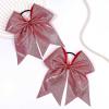 image:imageOAOLEER 6PCS Glitter Cheer Hair Bows for Cheerleading Sparkly Leather Ponytail Holder Elastic Band Handmade Hair Tie for Cheerleader Teen Girls College Sports SilverRed