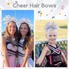 image:imageOAOLEER 6PCS Glitter Cheer Hair Bows for Cheerleading Sparkly Leather Ponytail Holder Elastic Band Handmade Hair Tie for Cheerleader Teen Girls College Sports SilverSilver