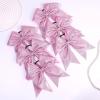 image:imageOAOLEER 6PCS Glitter Cheer Hair Bows for Cheerleading Sparkly Leather Ponytail Holder Elastic Band Handmade Hair Tie for Cheerleader Teen Girls College Sports SilverPink