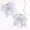 image:imageOAOLEER 6PCS Glitter Cheer Hair Bows for Cheerleading Sparkly Leather Ponytail Holder Elastic Band Handmade Hair Tie for Cheerleader Teen Girls College Sports SilverSilver