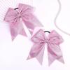 image:imageOAOLEER 6PCS Glitter Cheer Hair Bows for Cheerleading Sparkly Leather Ponytail Holder Elastic Band Handmade Hair Tie for Cheerleader Teen Girls College Sports SilverPink