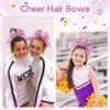 image:imageOAOLEER 6PCS Glitter Cheer Hair Bows for Cheerleading Sparkly Leather Ponytail Holder Elastic Band Handmade Hair Tie for Cheerleader Teen Girls College Sports SilverPink