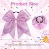 image:imageOAOLEER 6PCS Glitter Cheer Hair Bows for Cheerleading Sparkly Leather Ponytail Holder Elastic Band Handmade Hair Tie for Cheerleader Teen Girls College Sports SilverPink