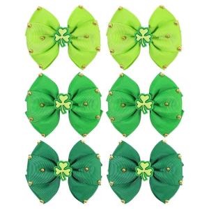 image:imageOAOLEER 6PCS St Patricks Day Hair Bows Clips for Girls Grosgrain Ribbon Green Clover Hair Bows Lucky Irish Party Bowknot Hairpins Barrette for Women Chirld Kids St PatricksESt PatricksE