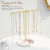 image:imageOAOLEER Jewelry Stand Holder OrganizerNecklace Holder Gold Jewelry Stand Displays with Hanging Storage for Necklace Bracelet Earrings Rings1Tier