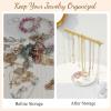 image:imageOAOLEER Jewelry Stand Holder OrganizerNecklace Holder Gold Jewelry Stand Displays with Hanging Storage for Necklace Bracelet Earrings Rings1Tier