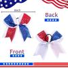 image:image12pcs 8 American Flag Cheer Bows for Girls Oaoleer 4th of July Cheerleading Hair Bow Independence Day Hair Accessories for Teens Women GirlsColor D