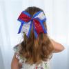 image:image12pcs 8 American Flag Cheer Bows for Girls Oaoleer 4th of July Cheerleading Hair Bow Independence Day Hair Accessories for Teens Women GirlsColor E