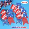 image:image12pcs 8 American Flag Cheer Bows for Girls Oaoleer 4th of July Cheerleading Hair Bow Independence Day Hair Accessories for Teens Women GirlsColor H