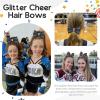 image:imageOaoleer 12Pcs Small Glitter Cheer Bows for Cheerleader45inch Rhinestones Hair Bow Elastic Band Ponytail Holder for Cheerleading Girls Sports GreenBlack