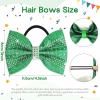 image:imageOaoleer 12Pcs Small Glitter Cheer Bows for Cheerleader45inch Rhinestones Hair Bow Elastic Band Ponytail Holder for Cheerleading Girls Sports GreenGreen