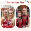 image:imageOaoleer 12Pcs Small Glitter Cheer Bows for Cheerleader45inch Rhinestones Hair Bow Elastic Band Ponytail Holder for Cheerleading Girls Sports GreenRed