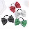 image:imageOaoleer 12Pcs Small Glitter Cheer Bows for Cheerleader45inch Rhinestones Hair Bow Elastic Band Ponytail Holder for Cheerleading Girls Sports GreenRed