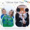 image:imageOaoleer 12Pcs Small Glitter Cheer Bows for Cheerleader45inch Rhinestones Hair Bow Elastic Band Ponytail Holder for Cheerleading Girls Sports GreenSilver