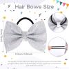 image:imageOaoleer 12Pcs Small Glitter Cheer Bows for Cheerleader45inch Rhinestones Hair Bow Elastic Band Ponytail Holder for Cheerleading Girls Sports GreenSilver