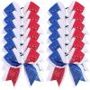 image:image12pcs 8 American Flag Cheer Bows for Girls Oaoleer 4th of July Cheerleading Hair Bow Independence Day Hair Accessories for Teens Women GirlsColor D