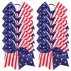 image:image12pcs 8 American Flag Cheer Bows for Girls Oaoleer 4th of July Cheerleading Hair Bow Independence Day Hair Accessories for Teens Women GirlsColor G