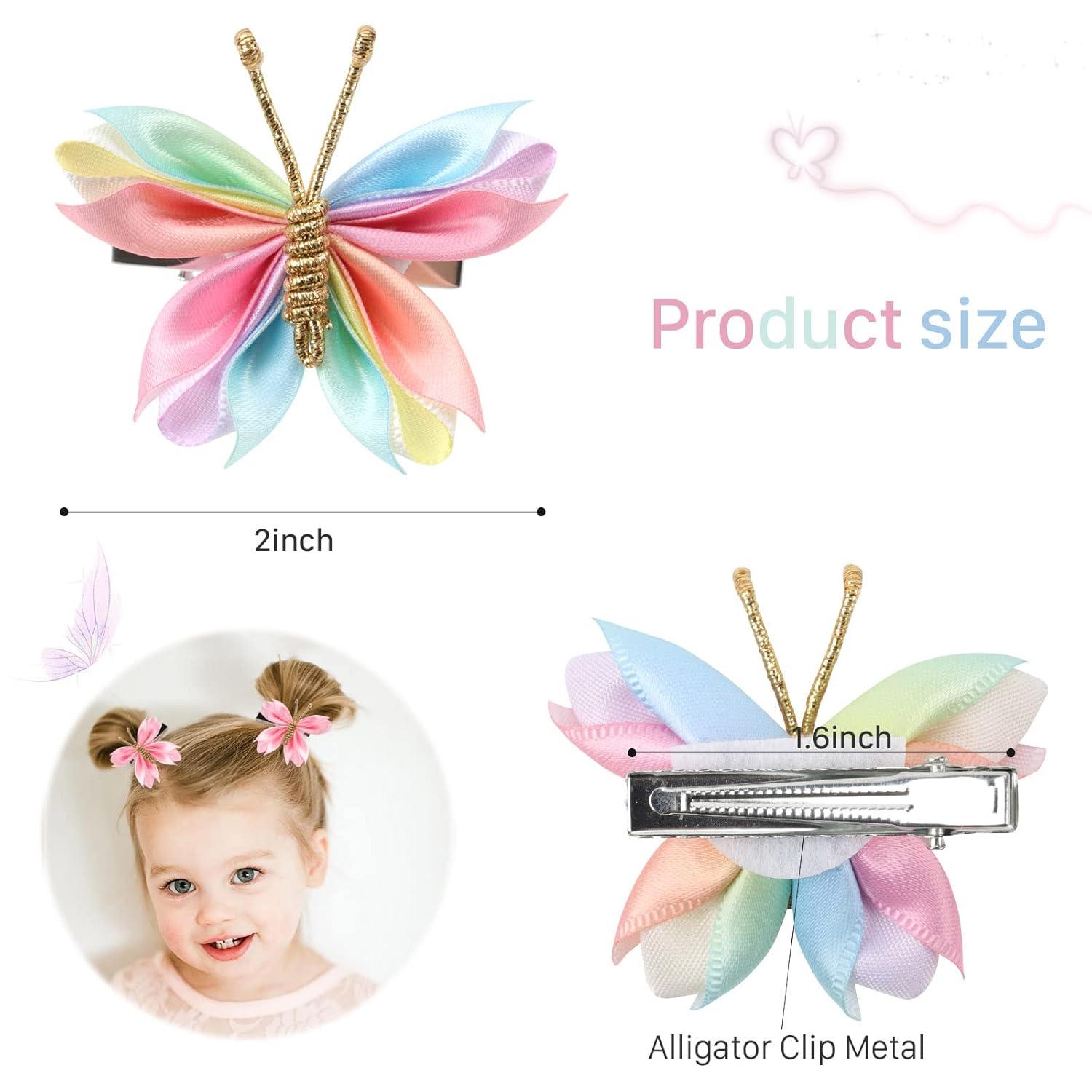 image:imageOaoleer Butterfly Hair Clips 10PCS Mini Satin Hair Bow Colorful Barrettes for Baby Girls Women Halloween Cosplaying Party Decor 2Satin Butterfly