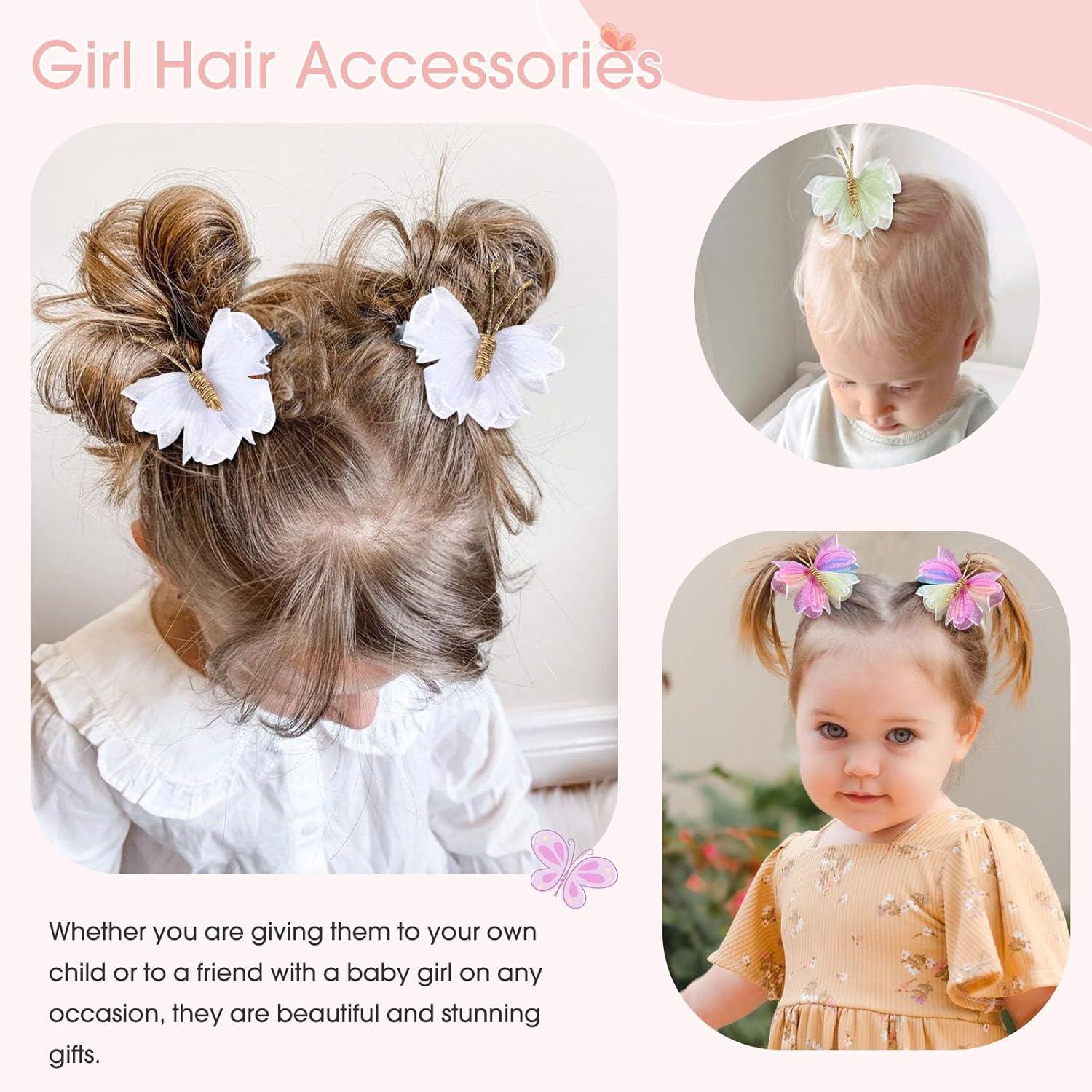 image:imageOaoleer Butterfly Hair Clips 10PCS Mini Satin Hair Bow Colorful Barrettes for Baby Girls Women Halloween Cosplaying Party Decor 2Tulle Butterfly16PCS
