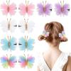 image:imageOaoleer Butterfly Hair Clips 10PCS Mini Satin Hair Bow Colorful Barrettes for Baby Girls Women Halloween Cosplaying Party Decor 2Tulle Butterfly