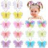image:imageOaoleer Butterfly Hair Clips 10PCS Mini Satin Hair Bow Colorful Barrettes for Baby Girls Women Halloween Cosplaying Party Decor 2Tulle Butterfly16PCS