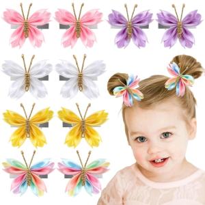image:imageOaoleer Butterfly Hair Clips 10PCS Mini Satin Hair Bow Colorful Barrettes for Baby Girls Women Halloween Cosplaying Party Decor 2Satin Butterfly