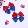 image:imageOAOLEER 2PCS Hair Bows for Girls Blue Sparkly Glitter Toddler Bows with Alligator Clips Girl Hair Accessories for Kids Teen Back to School Blue4th of July
