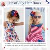 image:imageOAOLEER 2PCS Hair Bows for Girls Blue Sparkly Glitter Toddler Bows with Alligator Clips Girl Hair Accessories for Kids Teen Back to School Blue4th of July