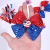 image:imageOAOLEER 2PCS Hair Bows for Girls Blue Sparkly Glitter Toddler Bows with Alligator Clips Girl Hair Accessories for Kids Teen Back to School Blue4th of July