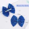 image:imageOAOLEER 2PCS Hair Bows for Girls Blue Sparkly Glitter Toddler Bows with Alligator Clips Girl Hair Accessories for Kids Teen Back to School BlueBlue