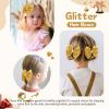 image:imageOAOLEER 2PCS Hair Bows for Girls Blue Sparkly Glitter Toddler Bows with Alligator Clips Girl Hair Accessories for Kids Teen Back to School BlueGold