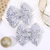 image:imageOAOLEER 2PCS Hair Bows for Girls Blue Sparkly Glitter Toddler Bows with Alligator Clips Girl Hair Accessories for Kids Teen Back to School BlueSilver