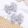 image:imageOAOLEER 2PCS Hair Bows for Girls Blue Sparkly Glitter Toddler Bows with Alligator Clips Girl Hair Accessories for Kids Teen Back to School BlueSilver