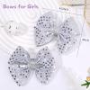 image:imageOAOLEER 2PCS Hair Bows for Girls Blue Sparkly Glitter Toddler Bows with Alligator Clips Girl Hair Accessories for Kids Teen Back to School BlueSilver